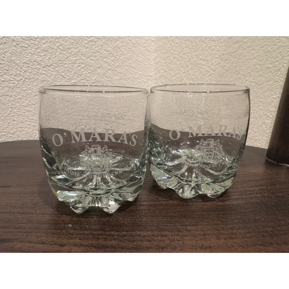 Omara's Irish Country Cream Pat O' Marq Signature Etched Low Ball Glasses 2